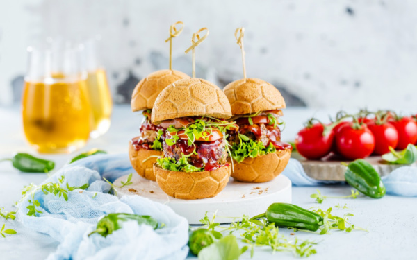 mini sliders and wine pairing for superbowl football game.