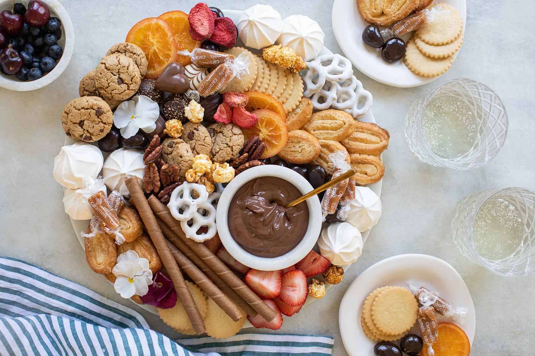 dessert charcuterie board and wine pairing