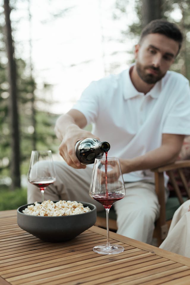 serving wine
